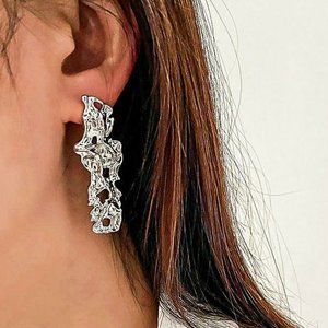 Silver Plated Brass Melt Earrings